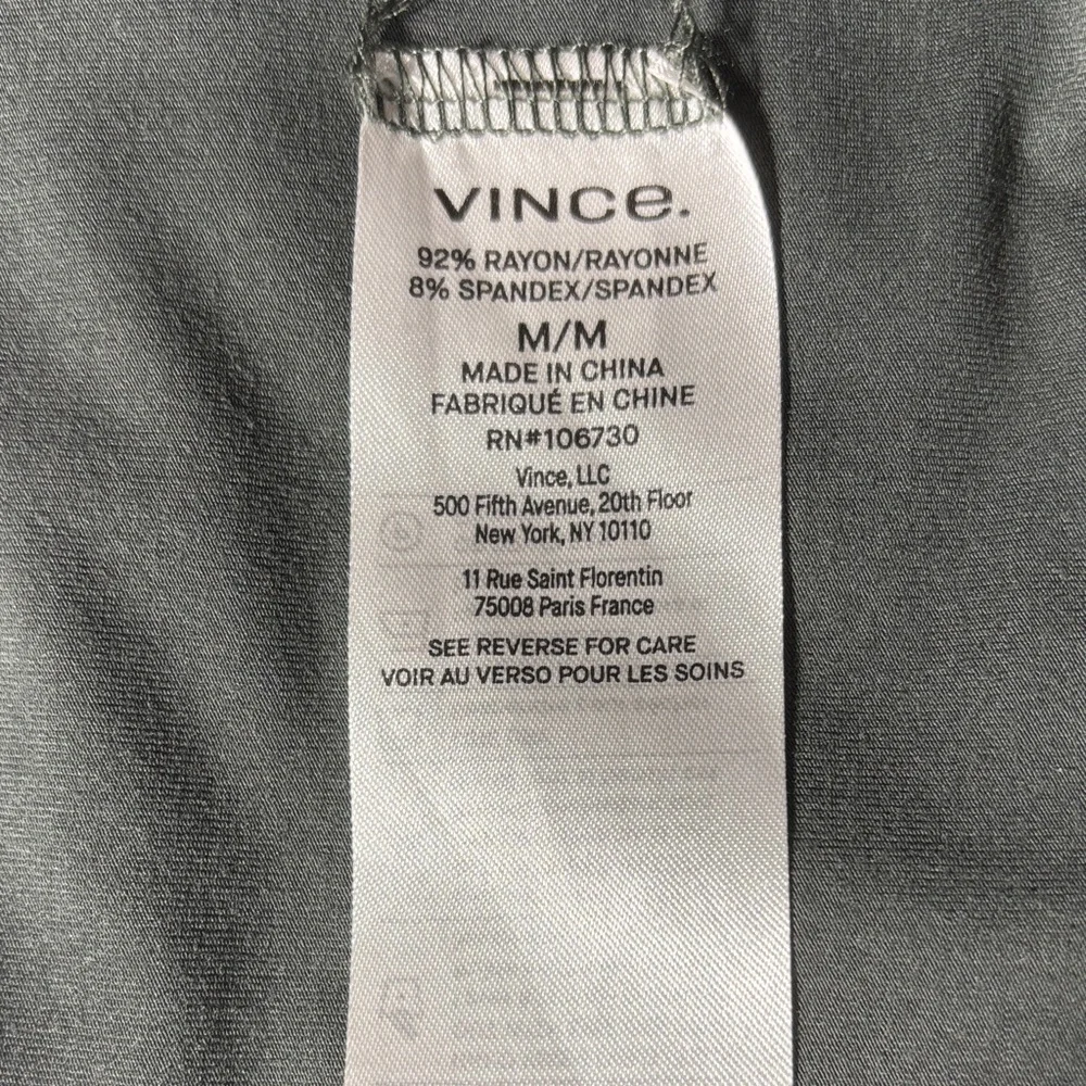 Vince Dark Olive Green Asymmetrical Pull On Faux Wrap Midi Skirt Size M